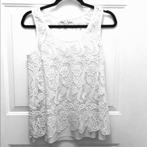 CAbi Lace Overlay Top